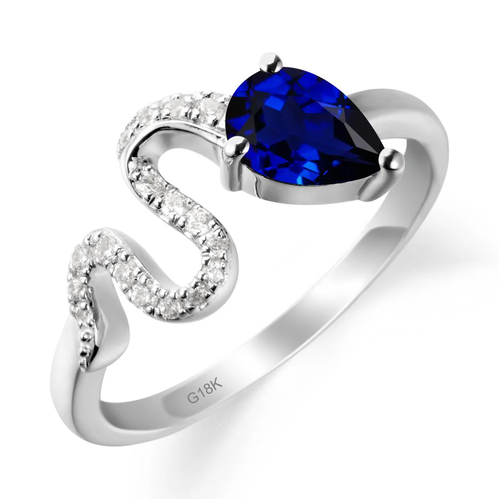 Elegant Wave Band Sapphire Ring - Image 6