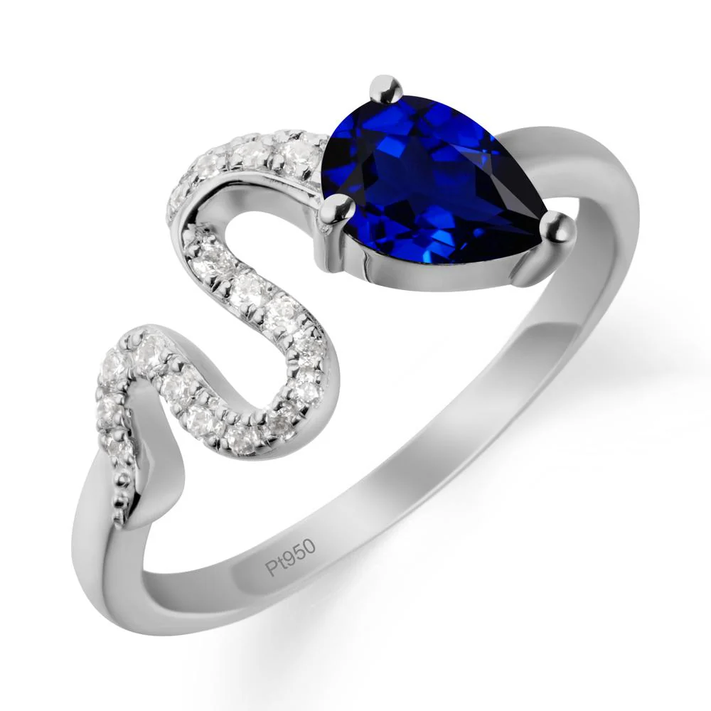 Elegant Wave Band Sapphire Ring - Image 8