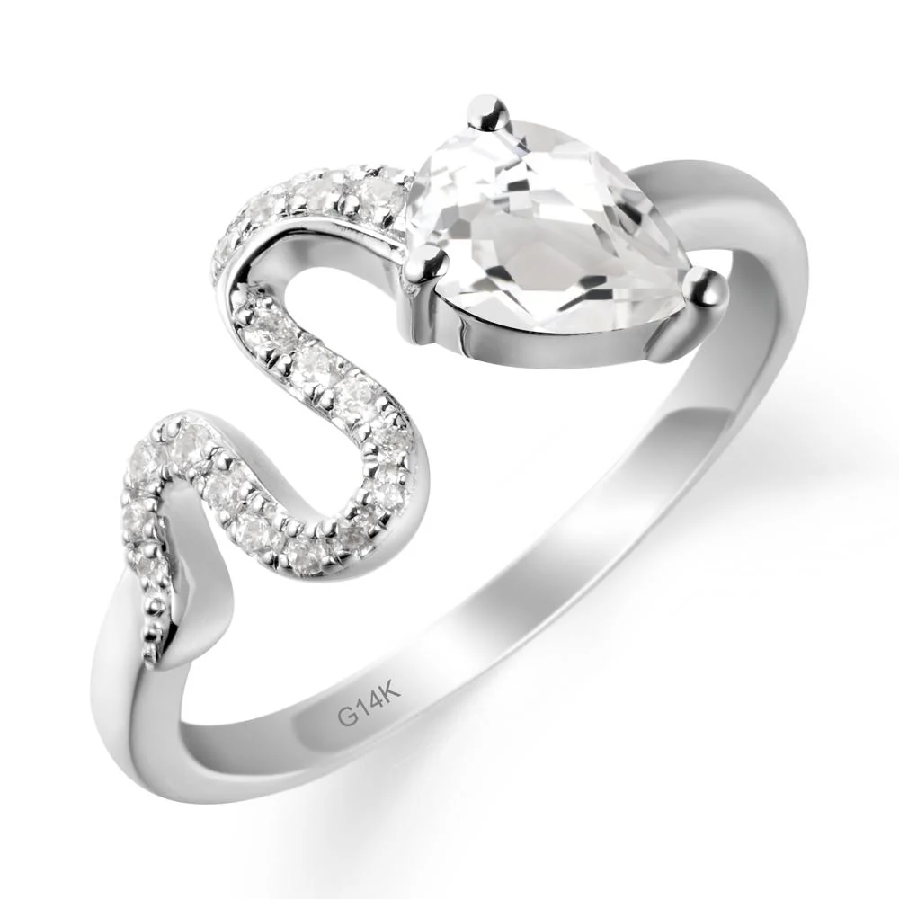 Elegant Wave Band White Topaz Ring - Image 3