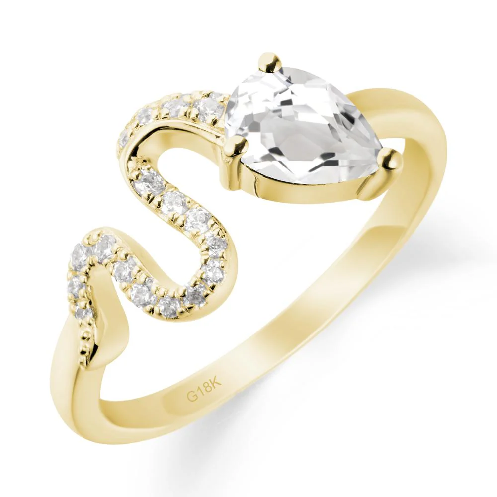 Elegant Wave Band White Topaz Ring - Image 6