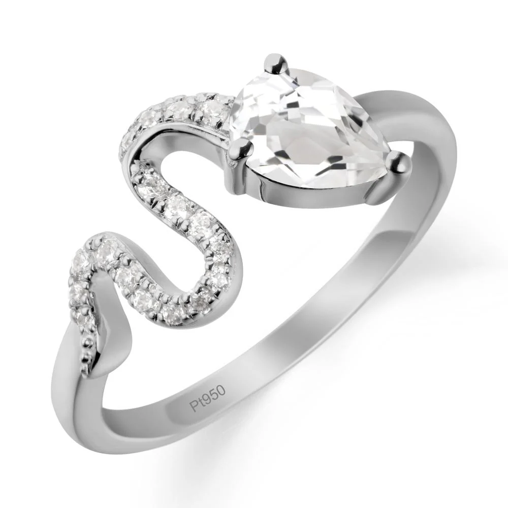 Elegant Wave Band White Topaz Ring - Image 8