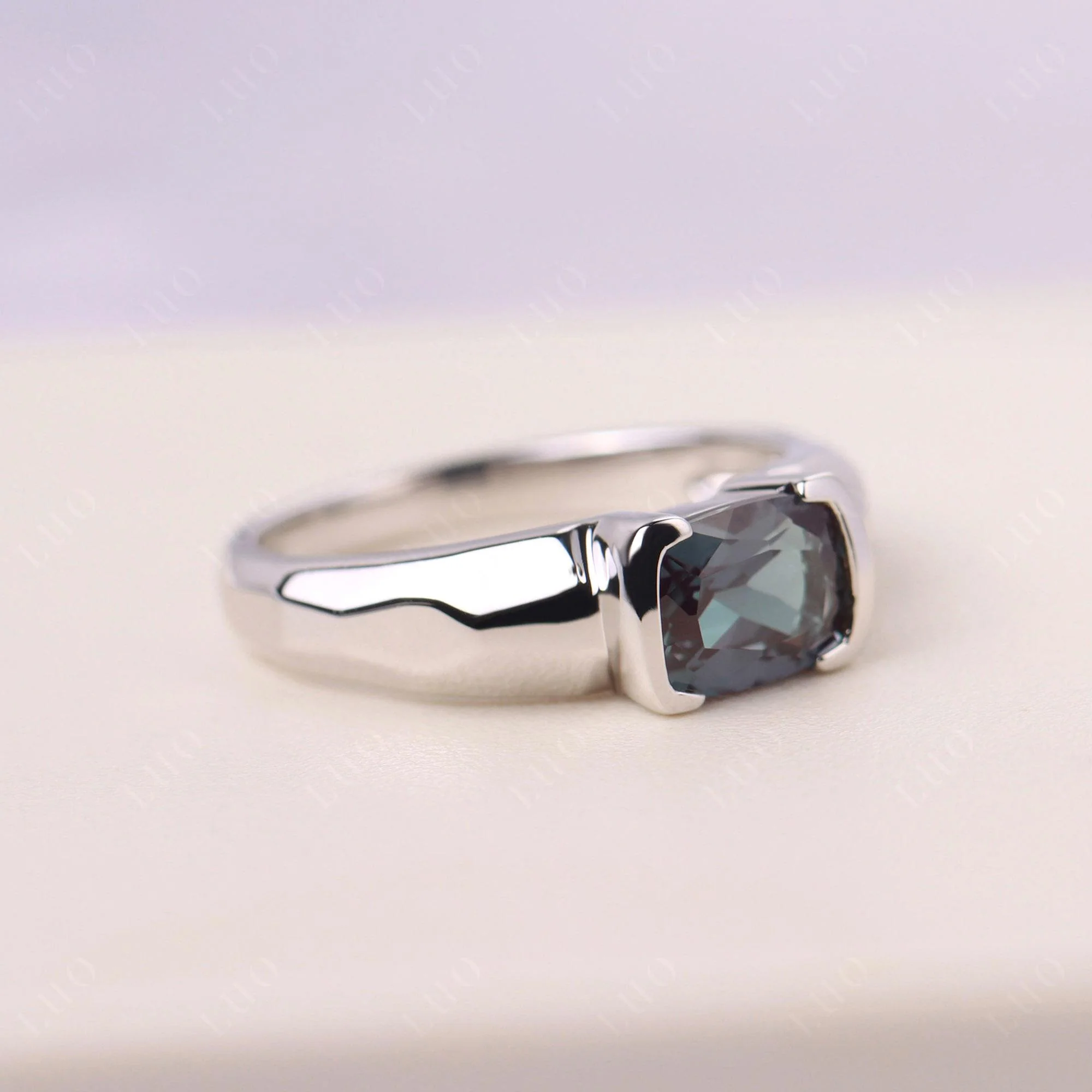 Elongated Cushion Alexandrite Engagement Ring - Image 11