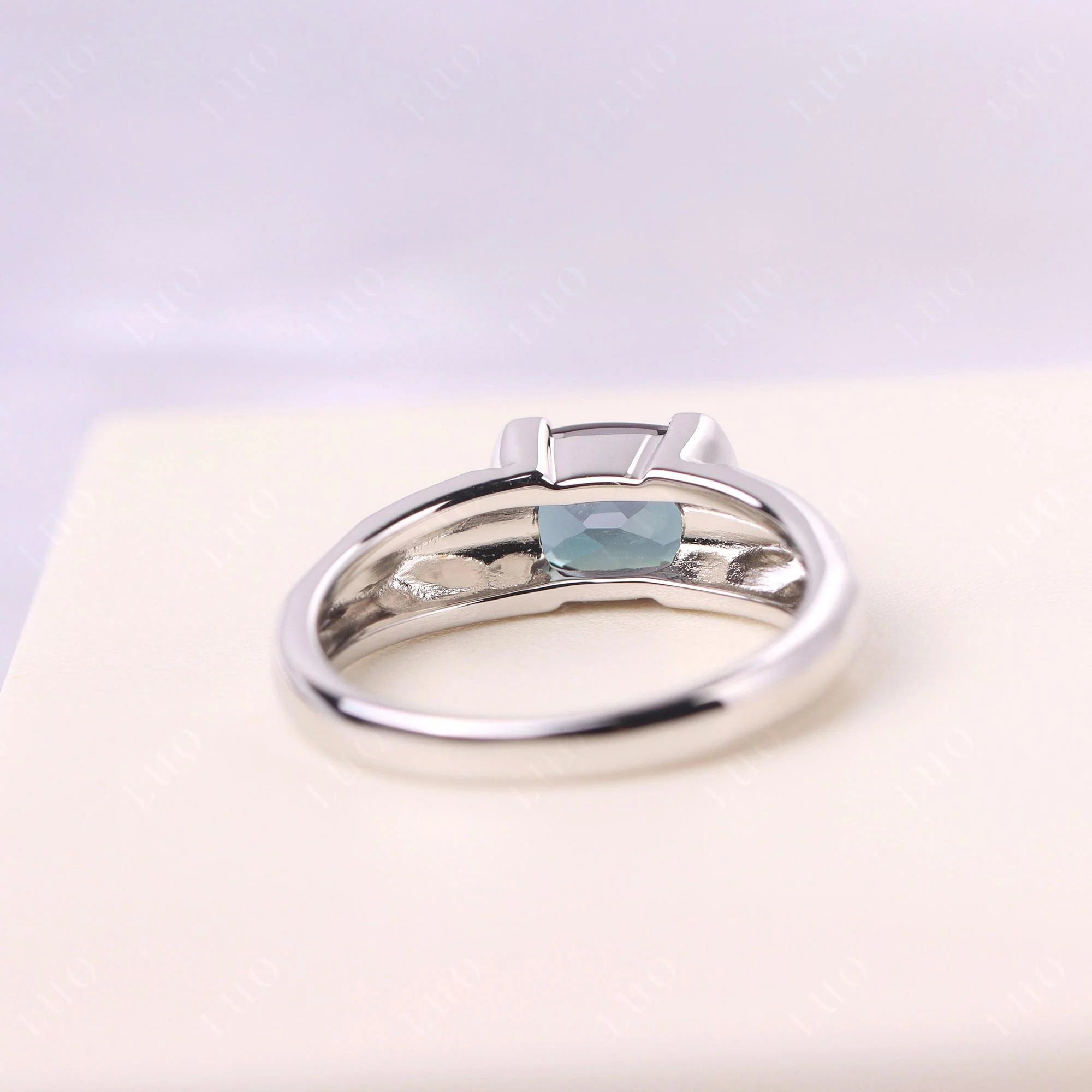 Elongated Cushion Alexandrite Engagement Ring - Image 12