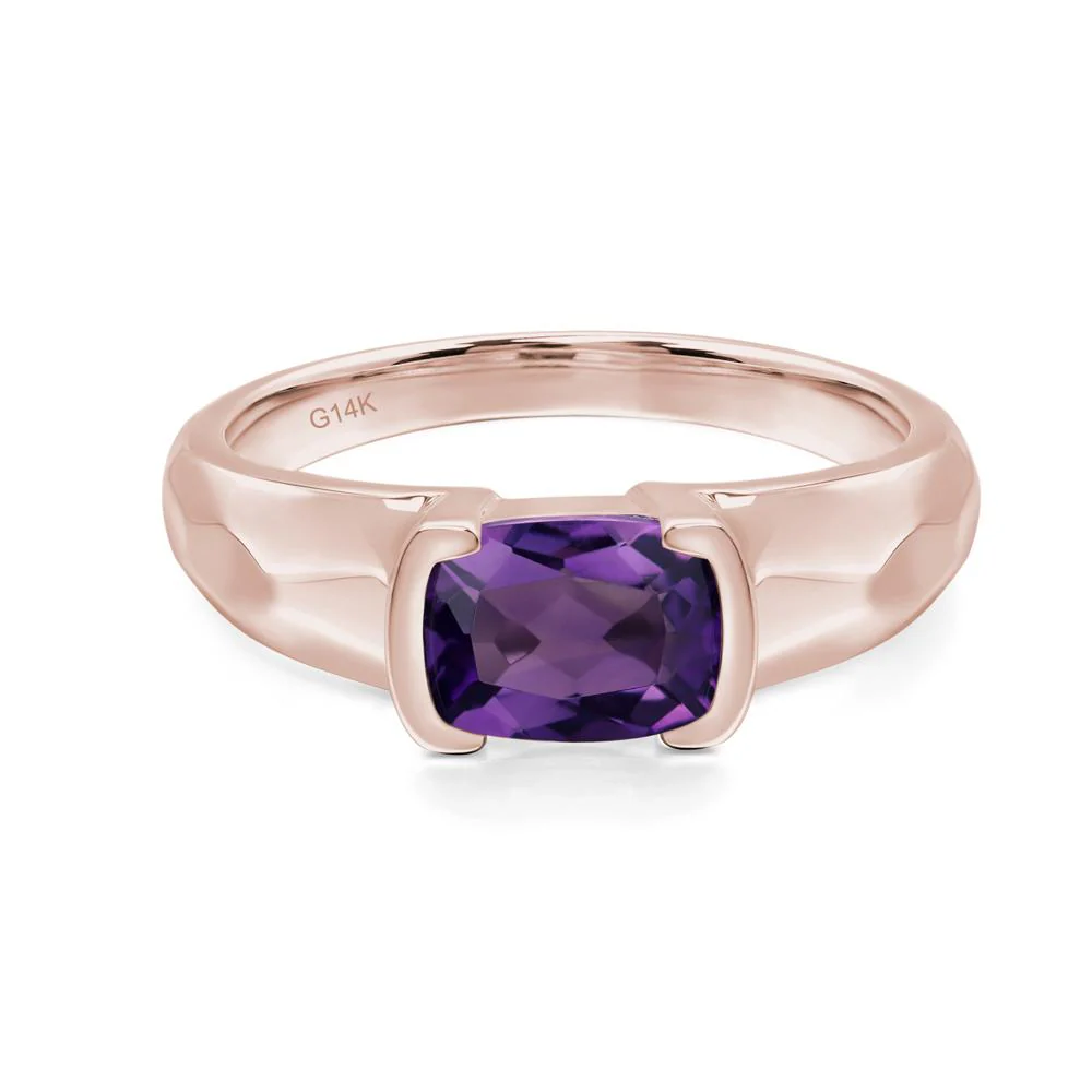 Amethyst East West Cushion Cut Ring