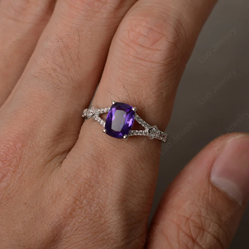 Amethyst Rectangular Cushion Cut Ring - Image 4