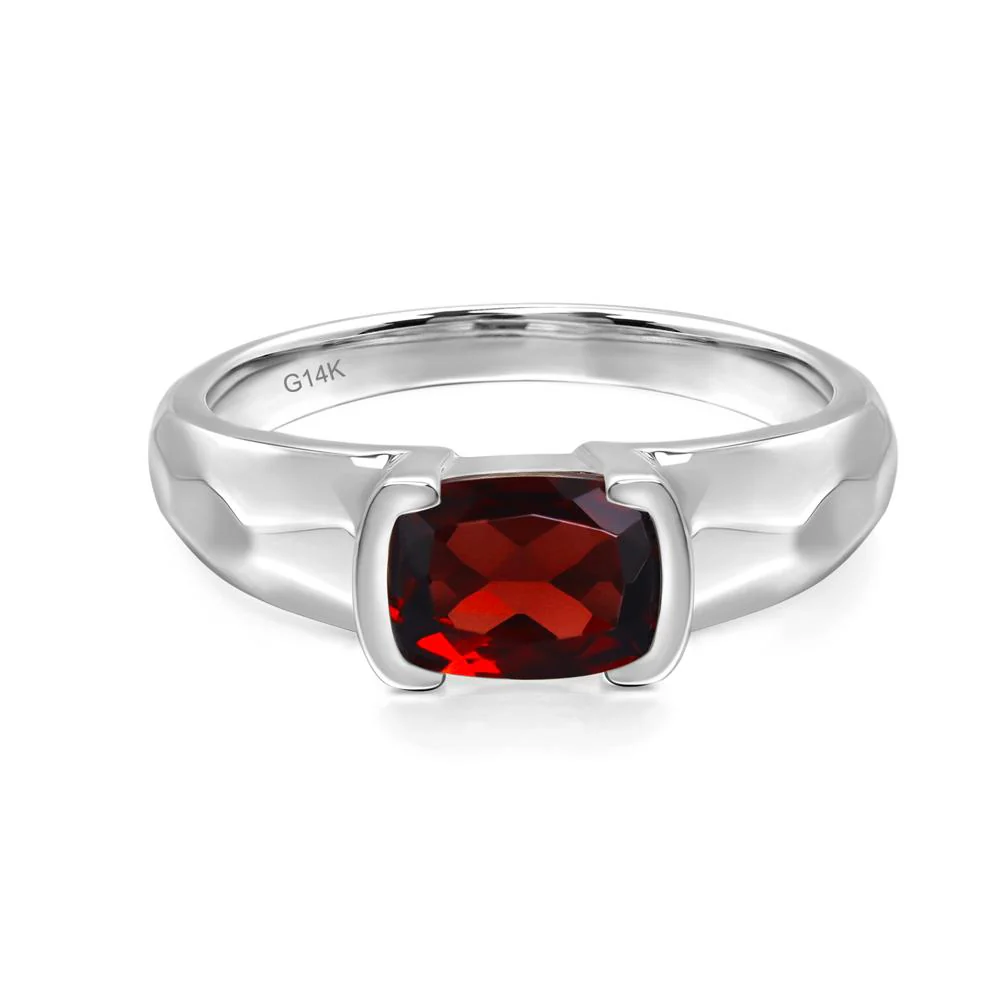 Elongated Cushion Garnet Engagement Ring - Image 3