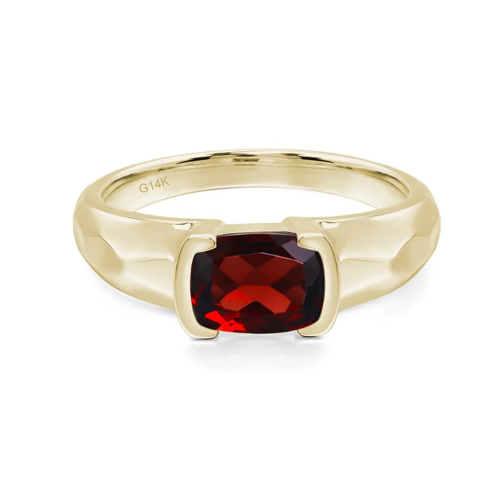 Elongated Cushion Garnet Engagement Ring - Image 4