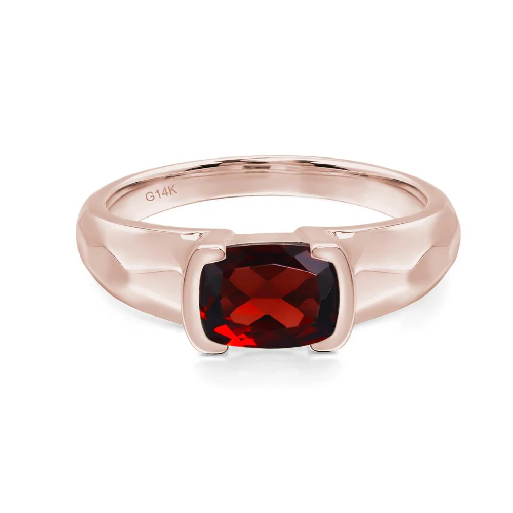 Elongated Cushion Garnet Engagement Ring - Image 5