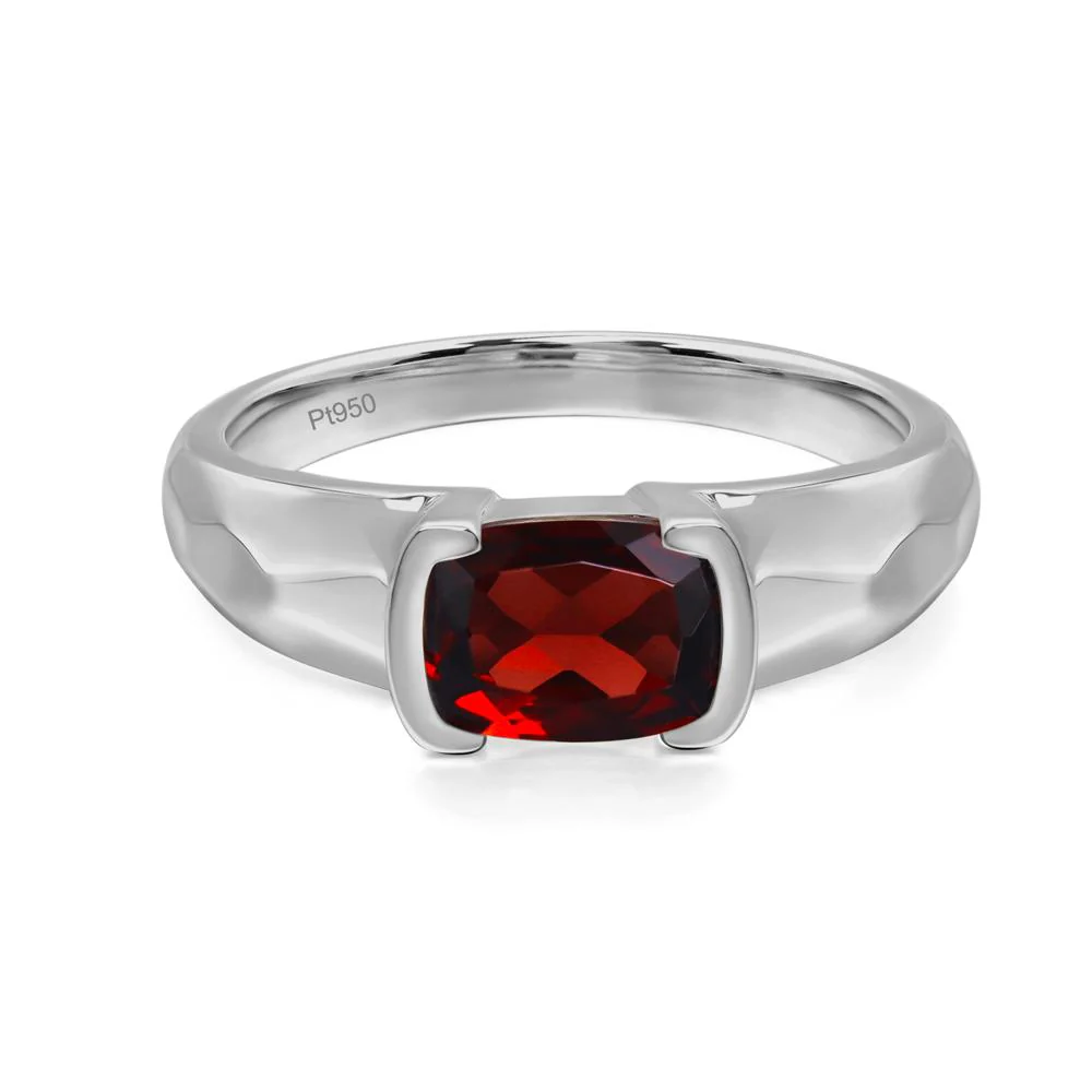 Elongated Cushion Garnet Engagement Ring - Image 6