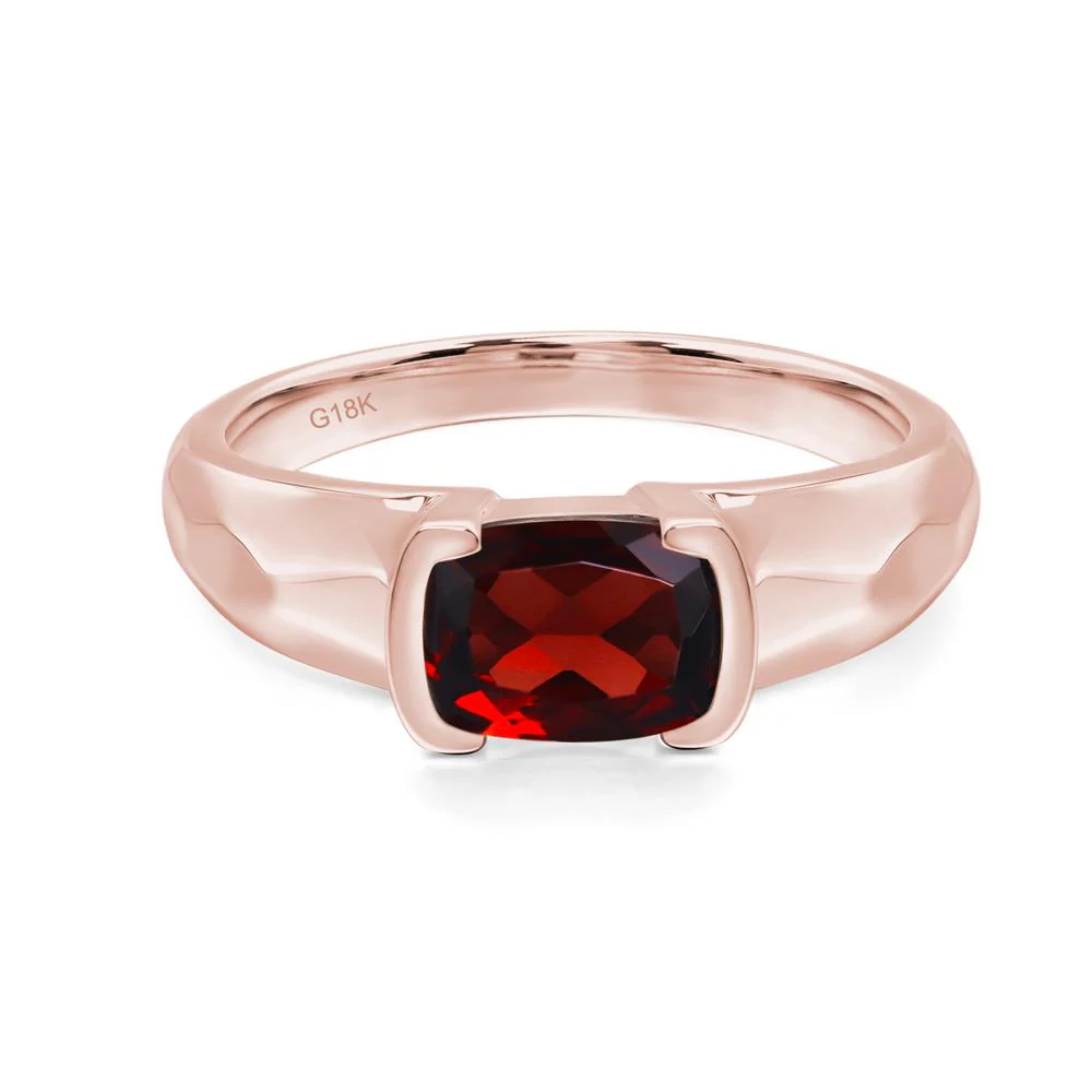 Elongated Cushion Garnet Engagement Ring - Image 9
