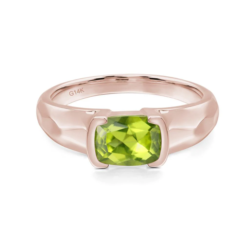 Elongated Cushion Peridot Engagement Ring - Image 5