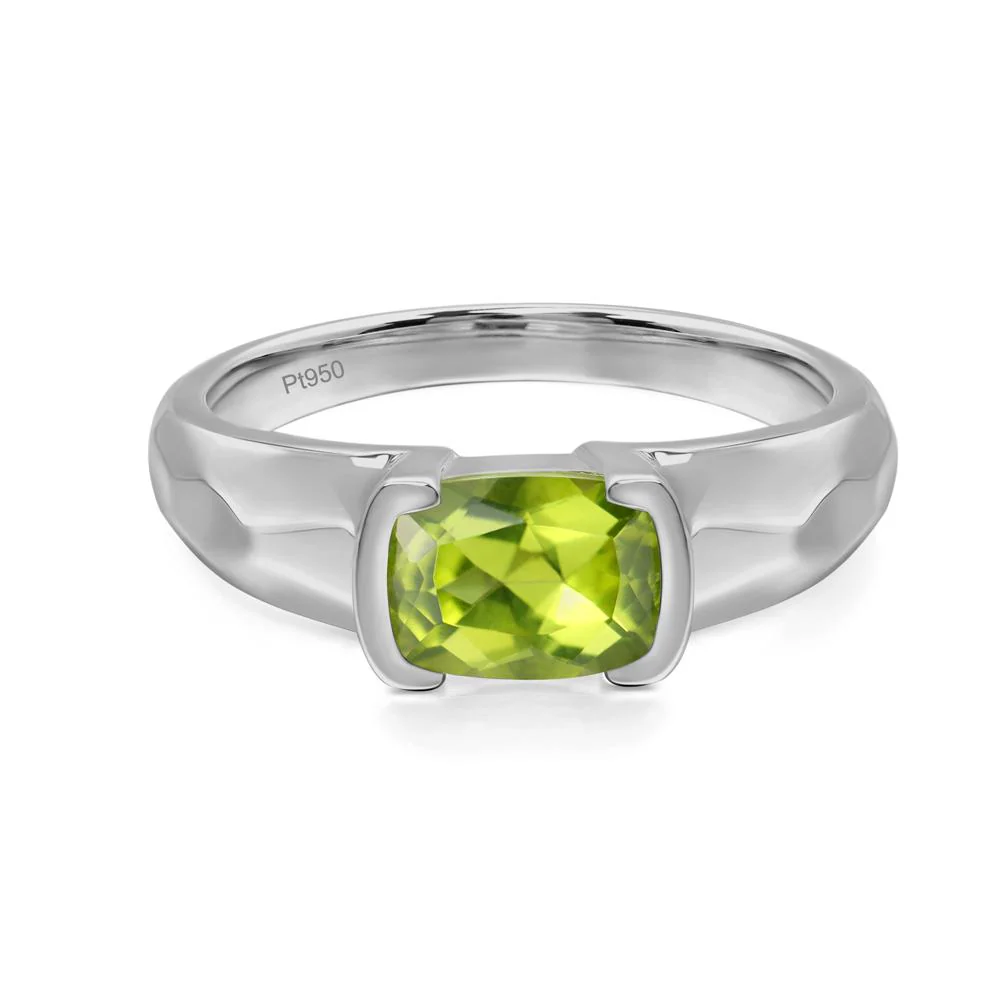 Elongated Cushion Peridot Engagement Ring - Image 6