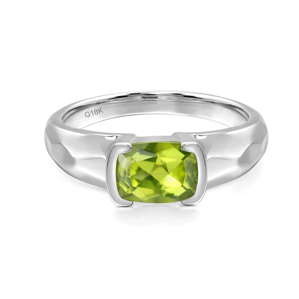 Elongated Cushion Peridot Engagement Ring - Image 7
