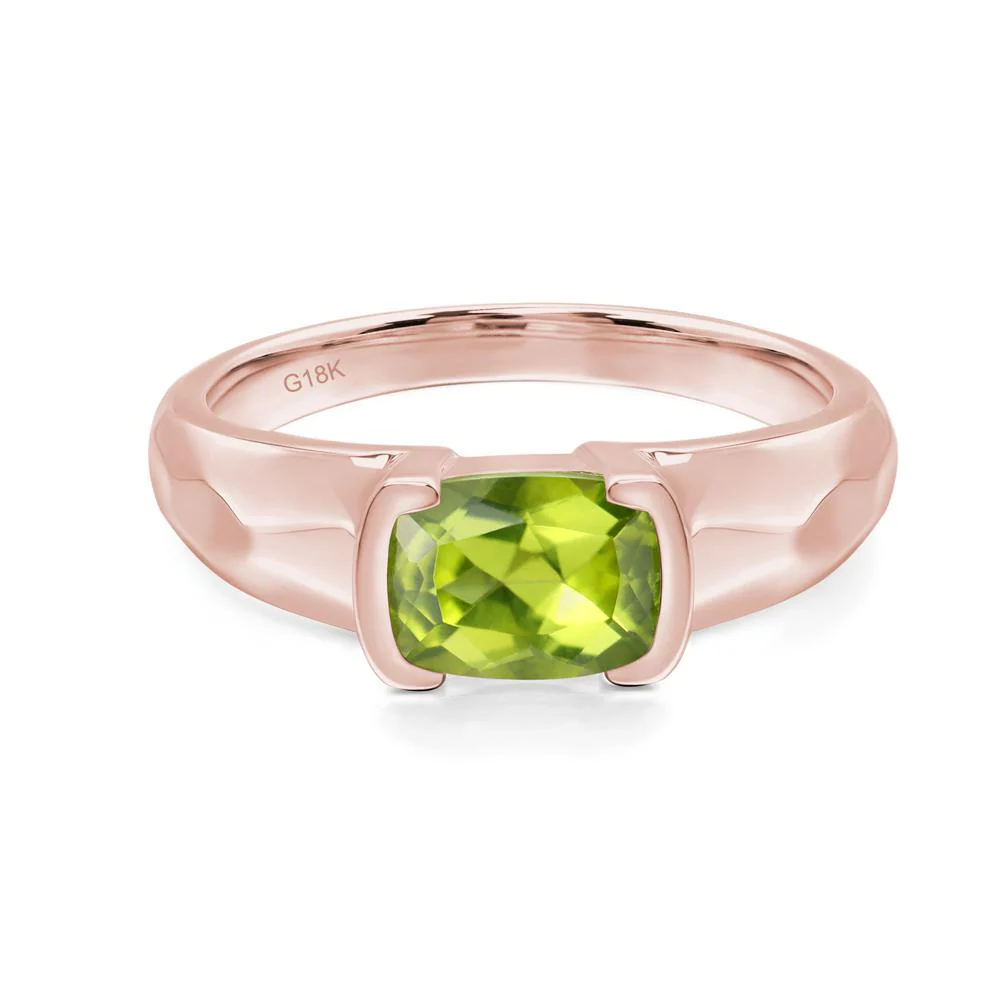 Elongated Cushion Peridot Engagement Ring - Image 9