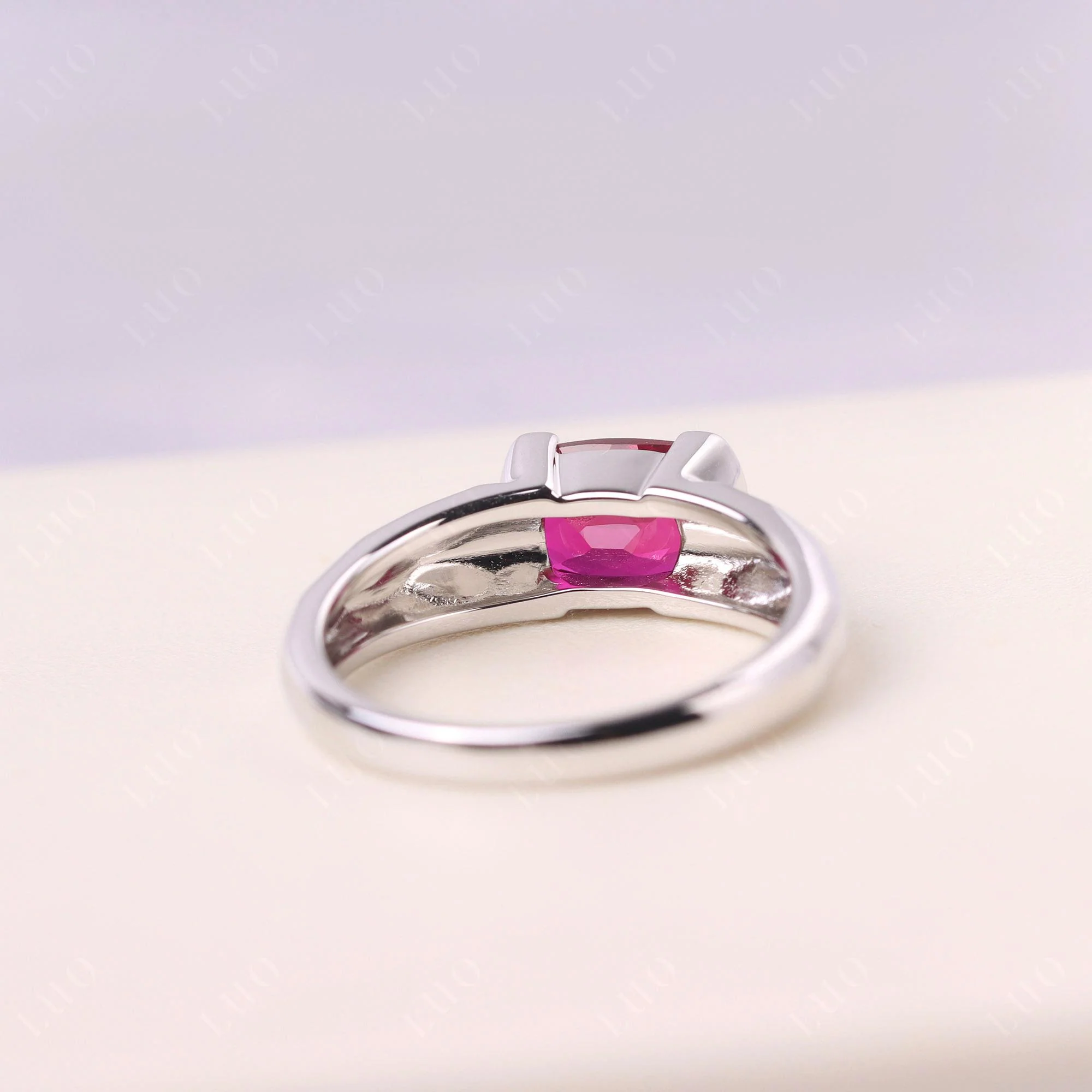 Ruby East West Cushion Cut Ring - Image 12