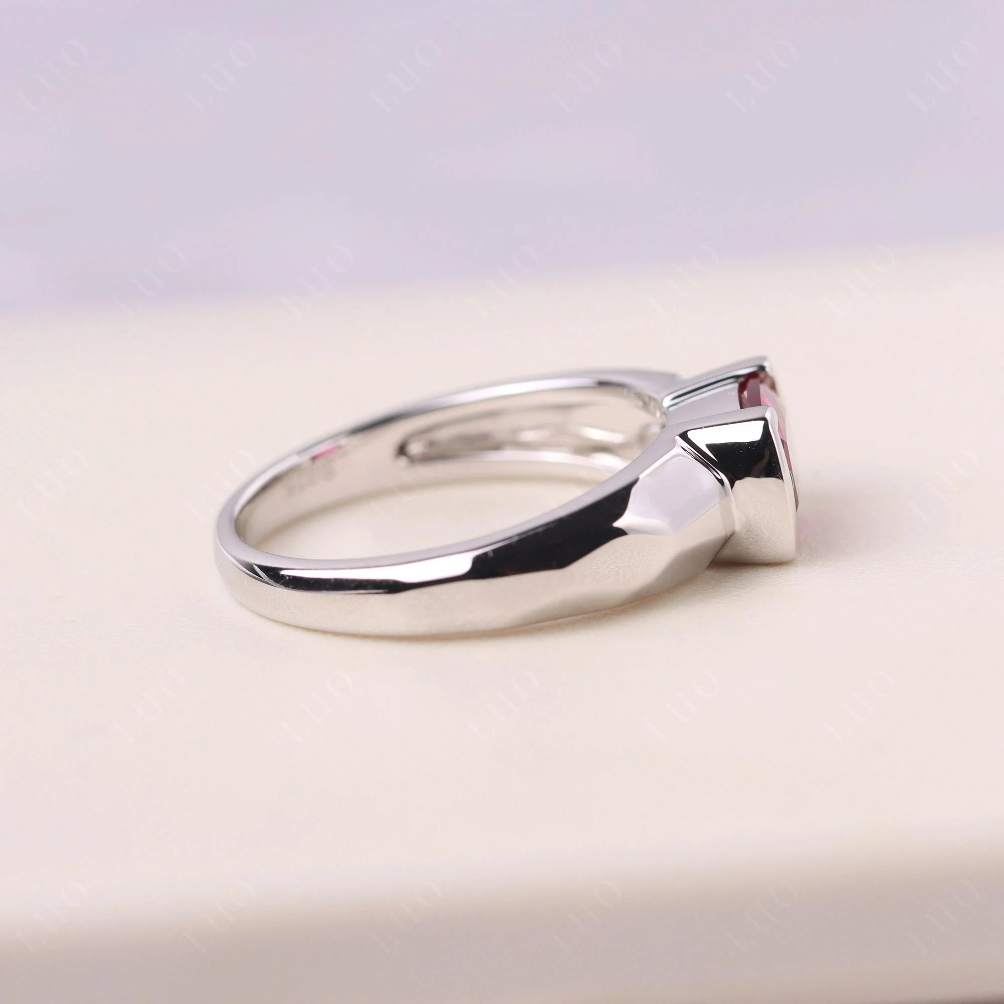 Ruby East West Cushion Cut Ring - Image 13