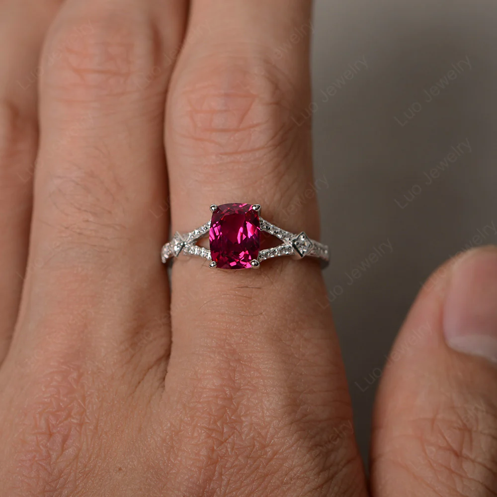 Ruby Rectangular Cushion Cut Ring - Image 4