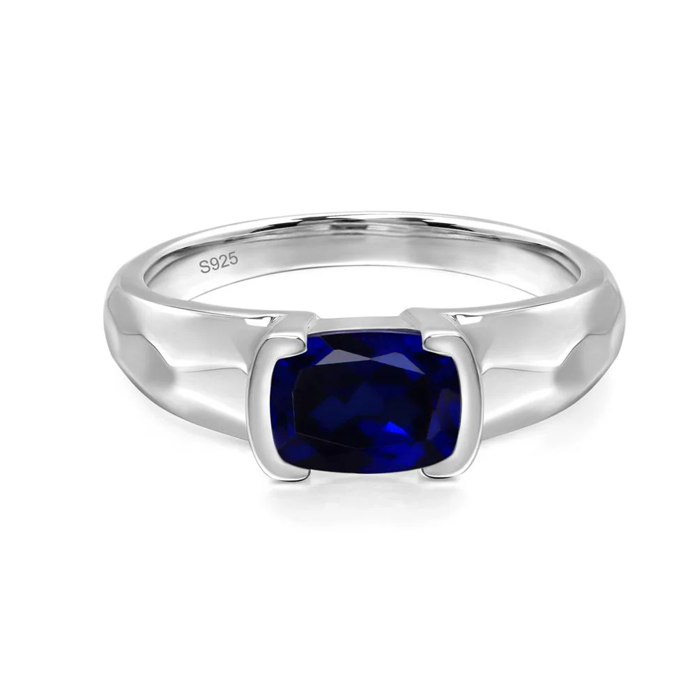 Sapphire Hammered Ring