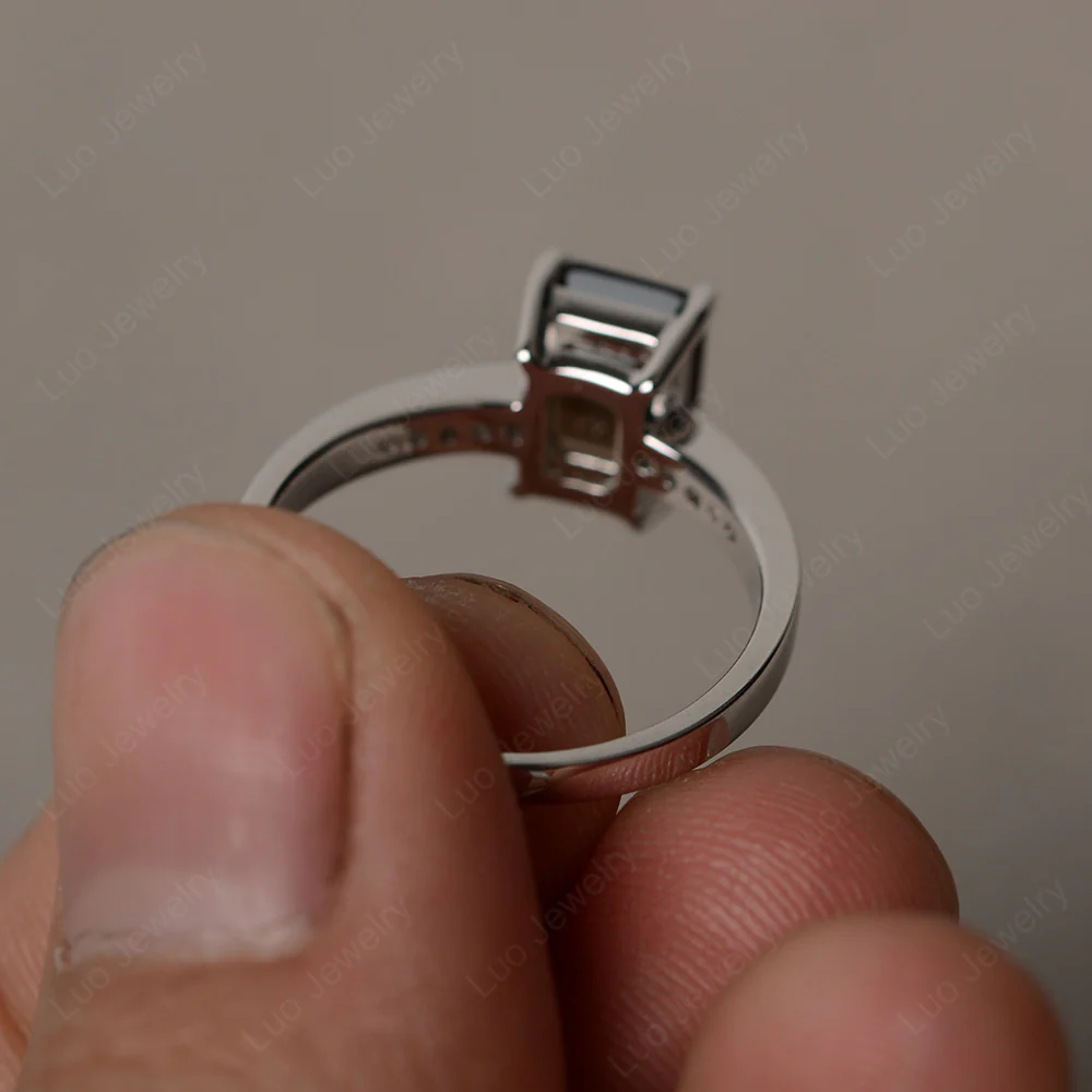 Smoky Quartz Emerald Cut Promise Ring - Image 3