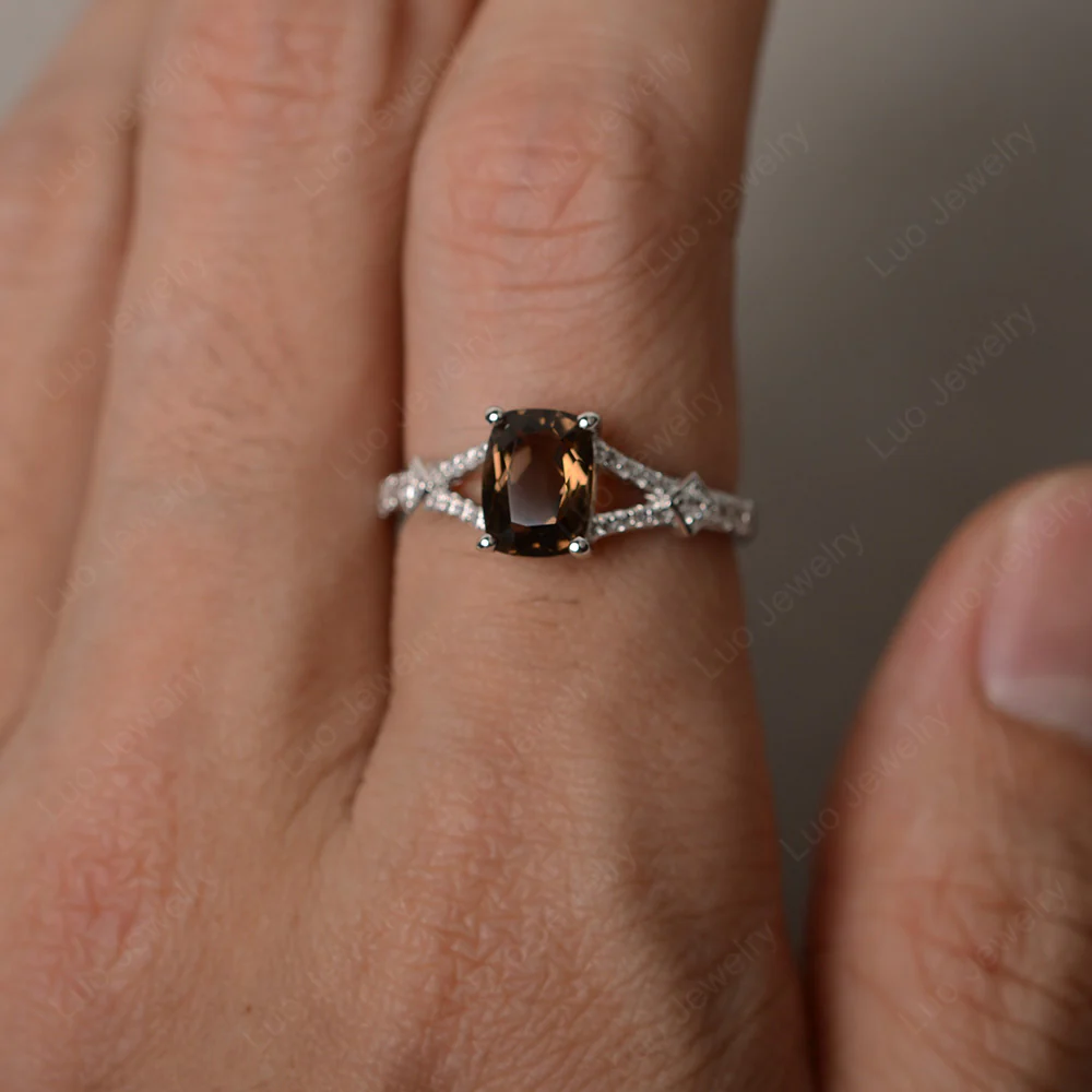Smoky Quartz Rectangular Cushion Cut Ring - Image 4