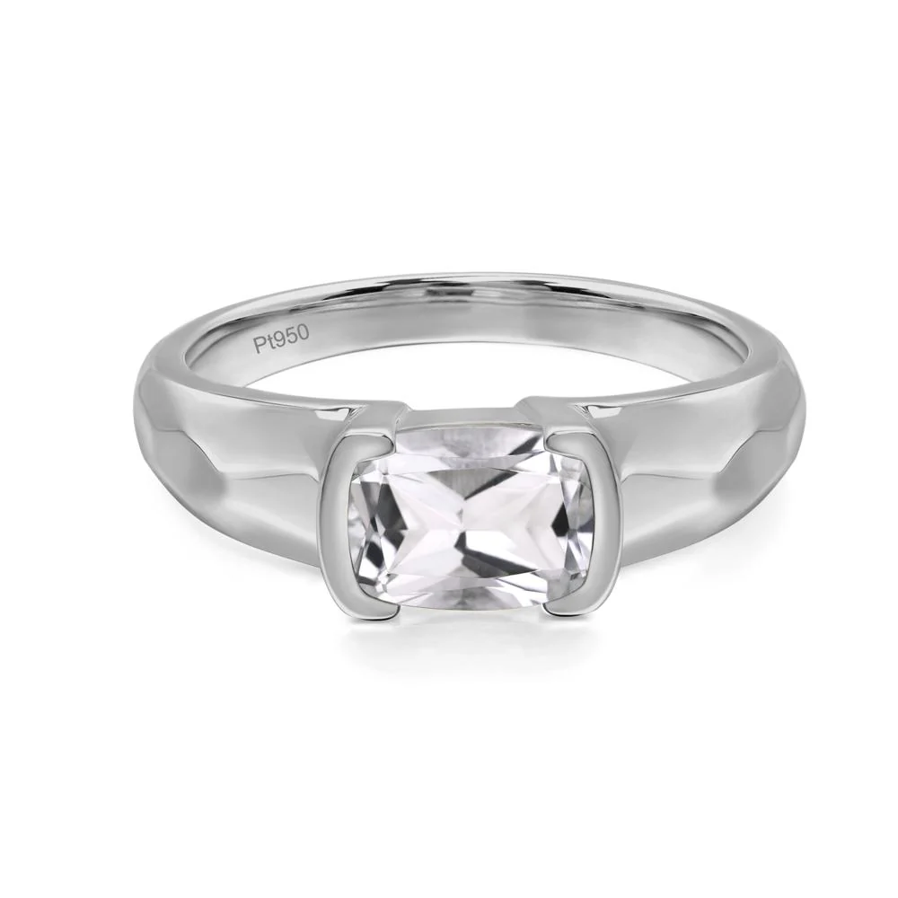 Elongated Cushion White Topaz Engagement Ring - Image 6