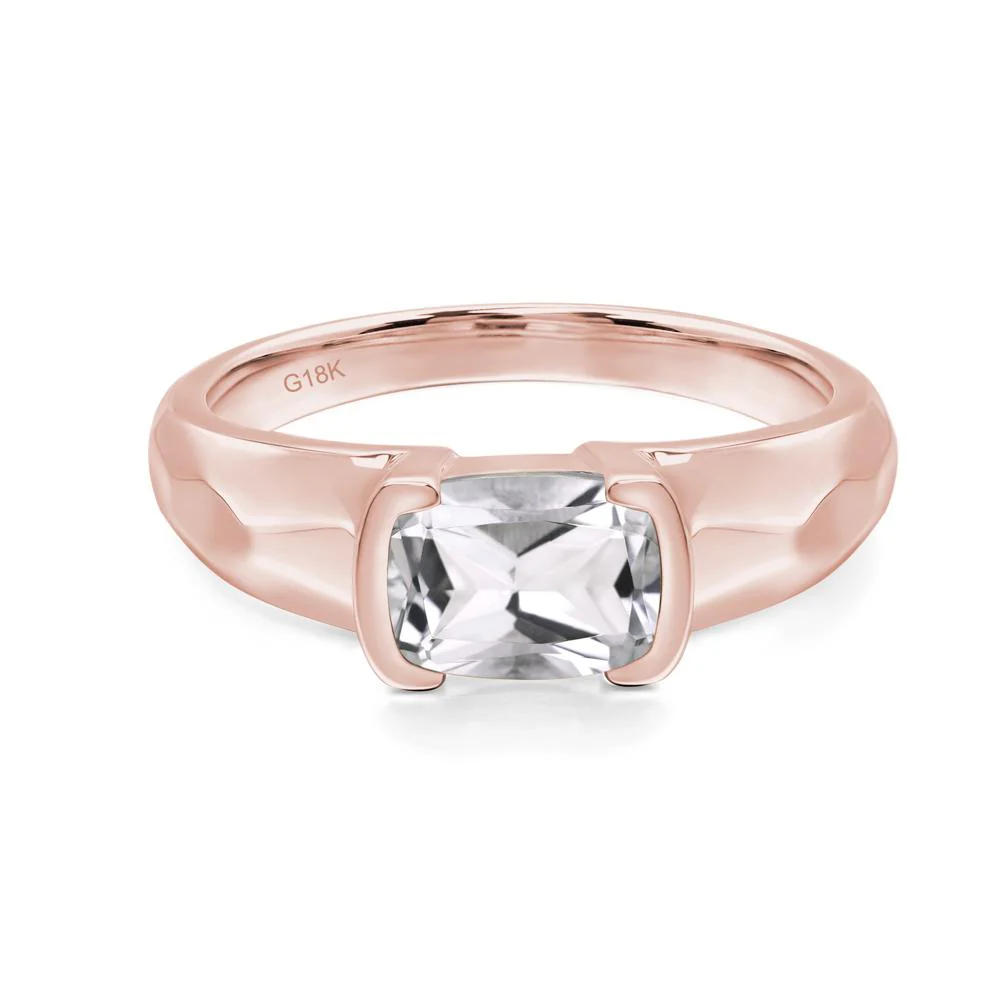 Elongated Cushion White Topaz Engagement Ring - Image 9