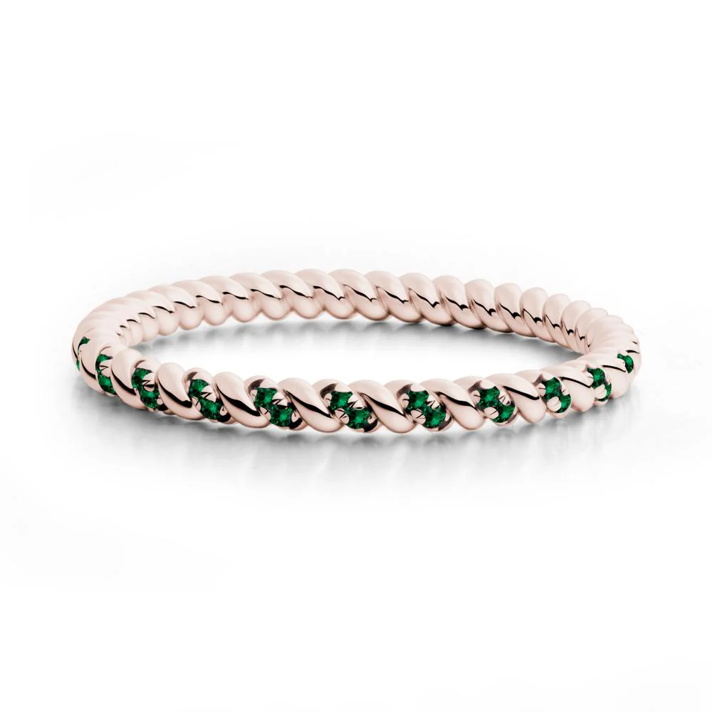 Emerald Accent Twisted Stackable Ring - Image 7