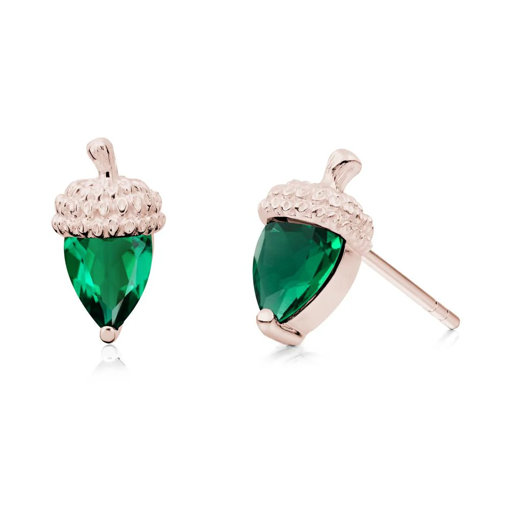 Emerald Acorn Earrings - Image 3