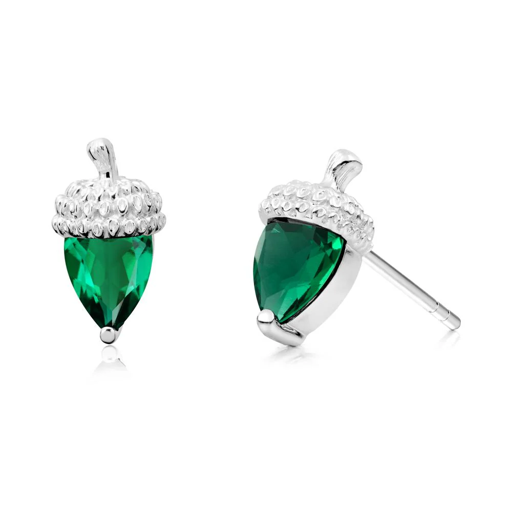 Emerald Acorn Earrings - Image 6