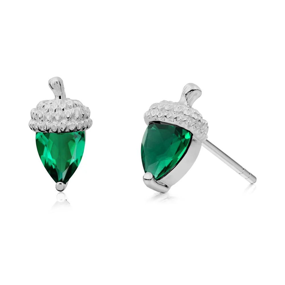 Emerald Acorn Earrings - Image 9