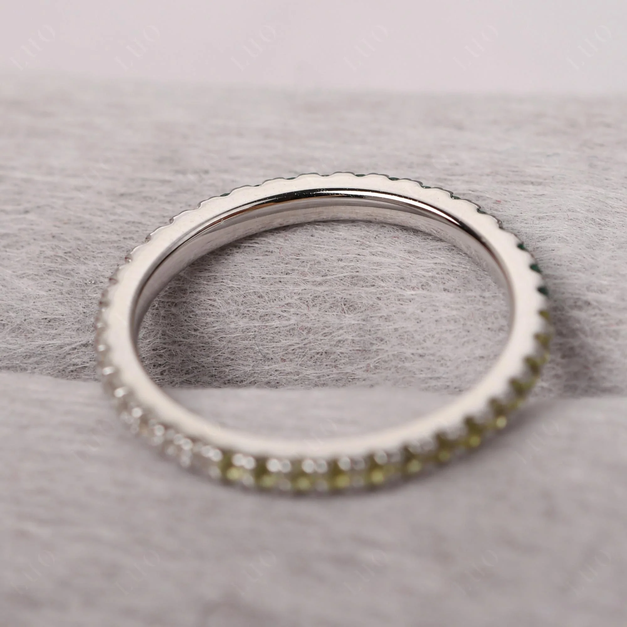 Cubic Zirconia and Emerald and Peridot Pave Ring Band - Image 14