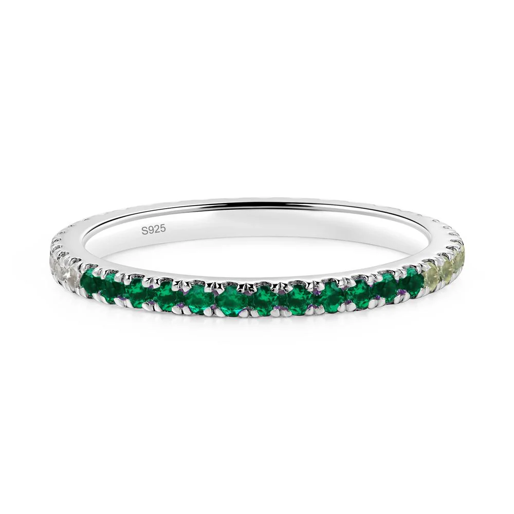 Cubic Zirconia and Emerald and Peridot Pave Ring Band - Image 2