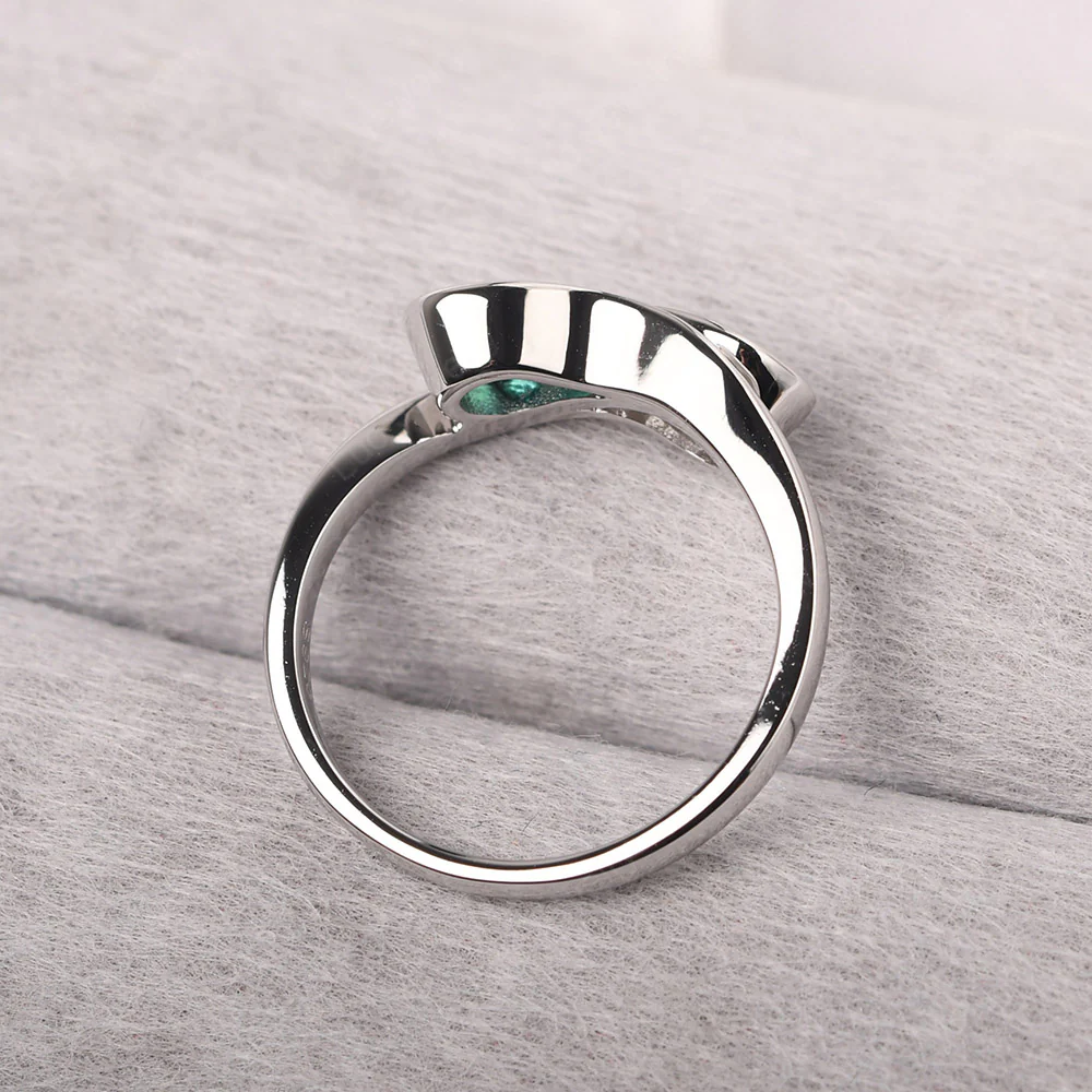 Cubic Zirconia and Emerald Double Stone Engagement Ring - Image 3