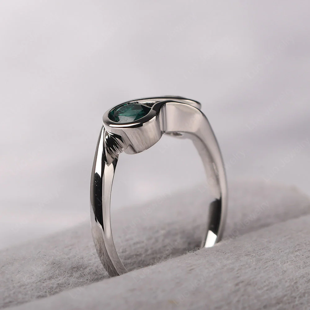Cubic Zirconia and Emerald Double Stone Engagement Ring - Image 4