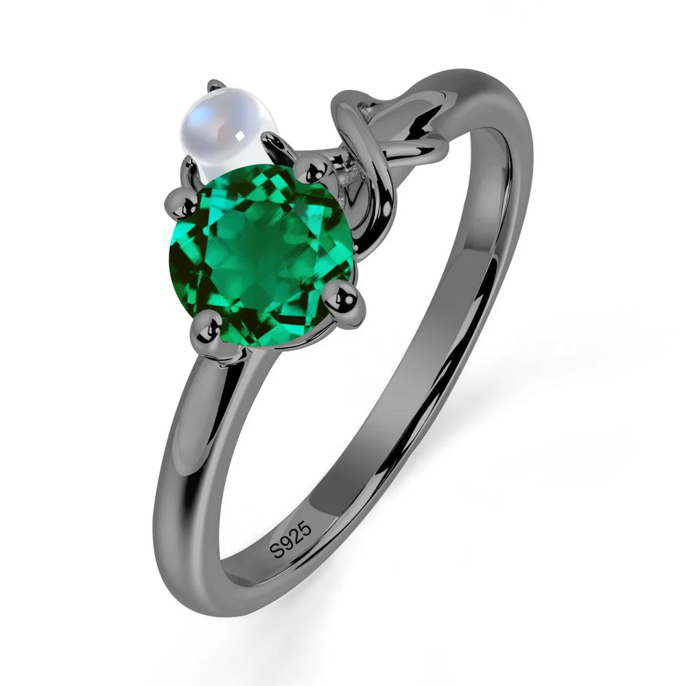 Emerald and Moonstone Infinity Knot Ring - Image 5