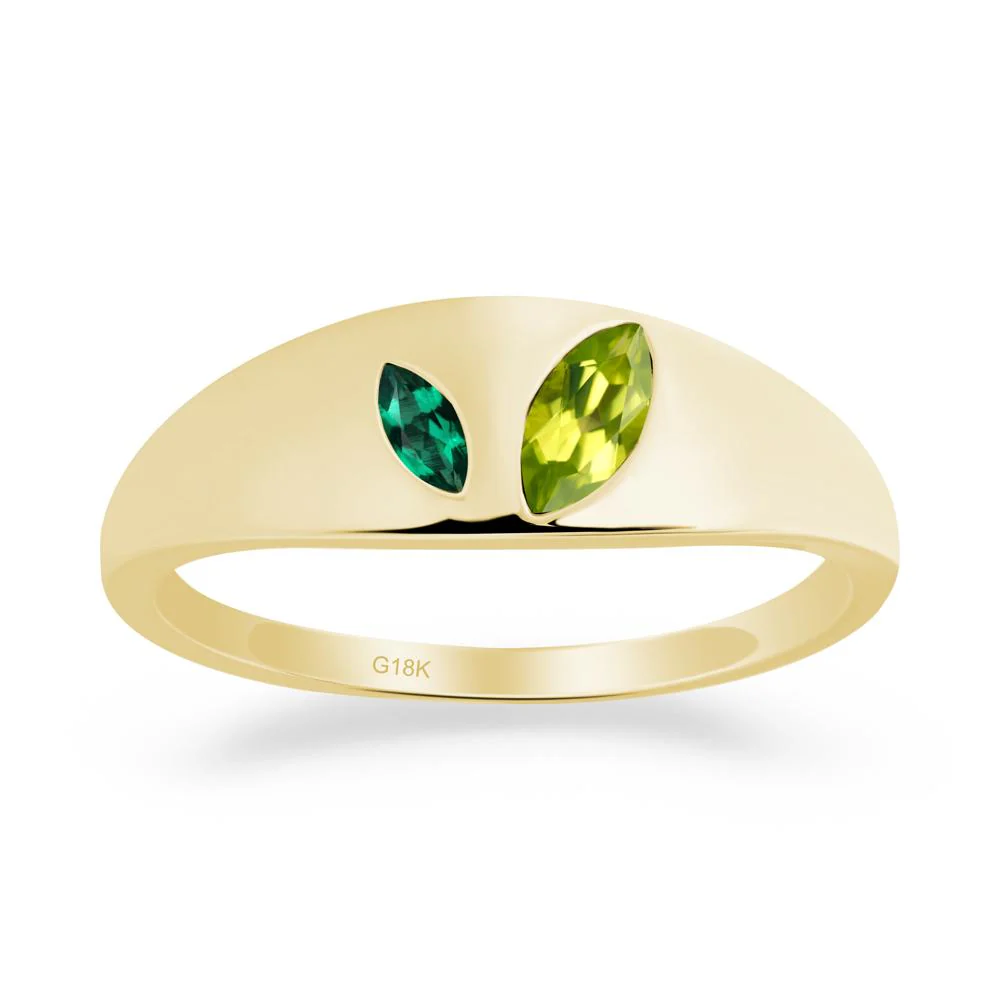 Emerald and Peridot and Emerald Two Stone Ring - Image 3