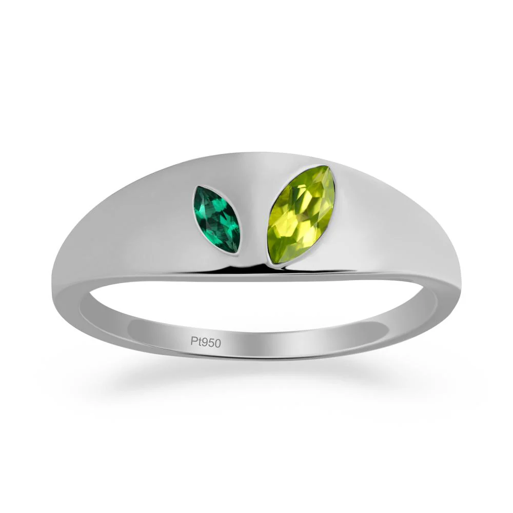 Emerald and Peridot and Emerald Two Stone Ring - Image 7