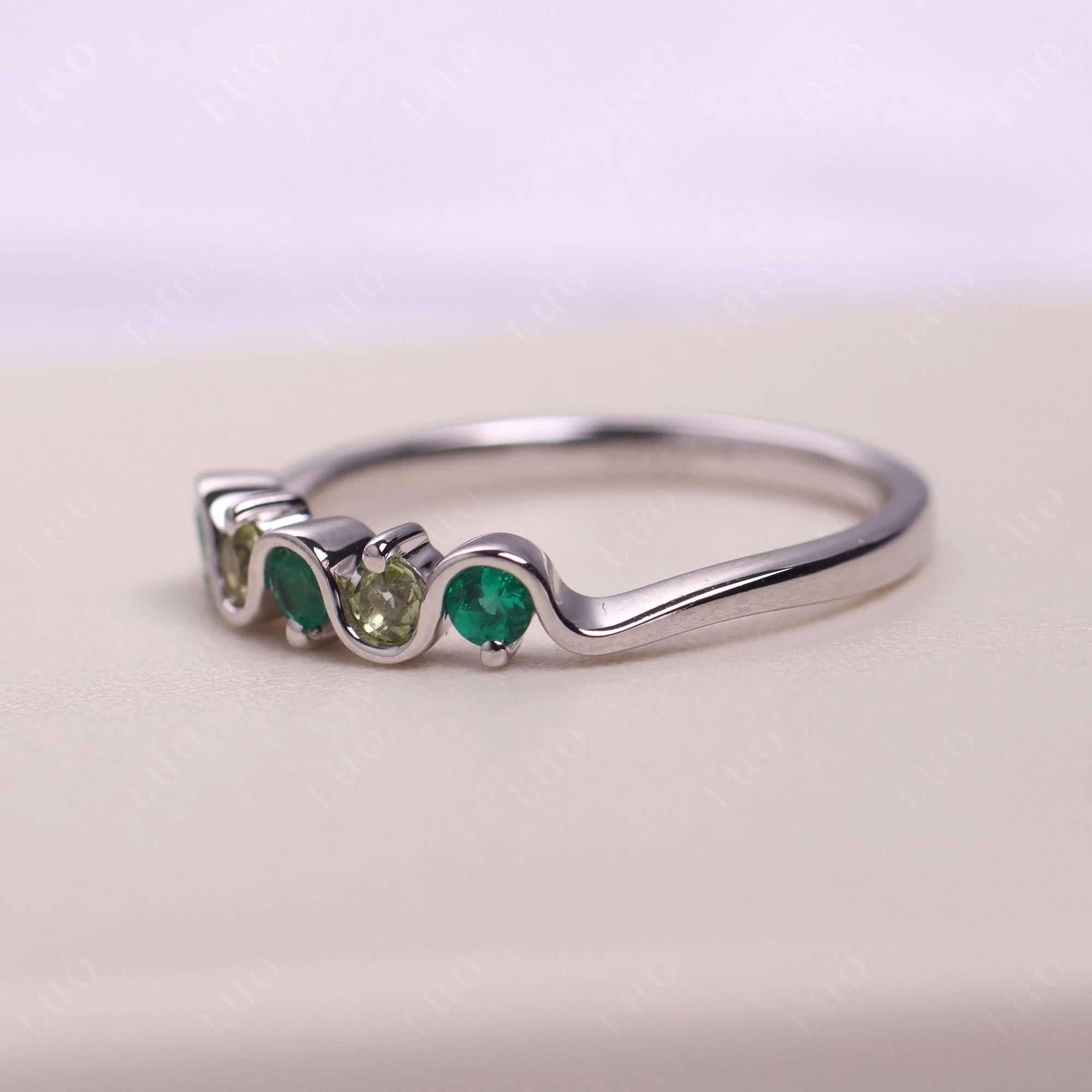 Emerald and Peridot Band Ring - Image 11