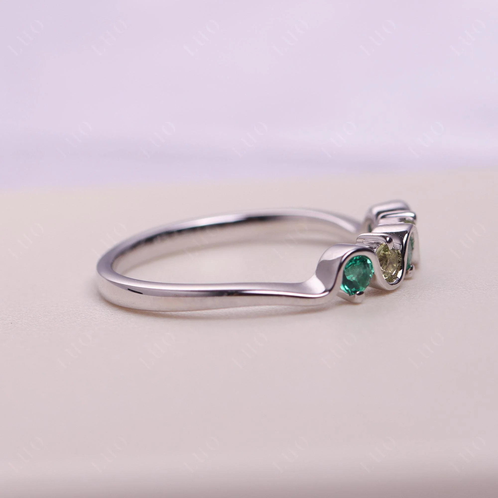 Emerald and Peridot Band Ring - Image 13