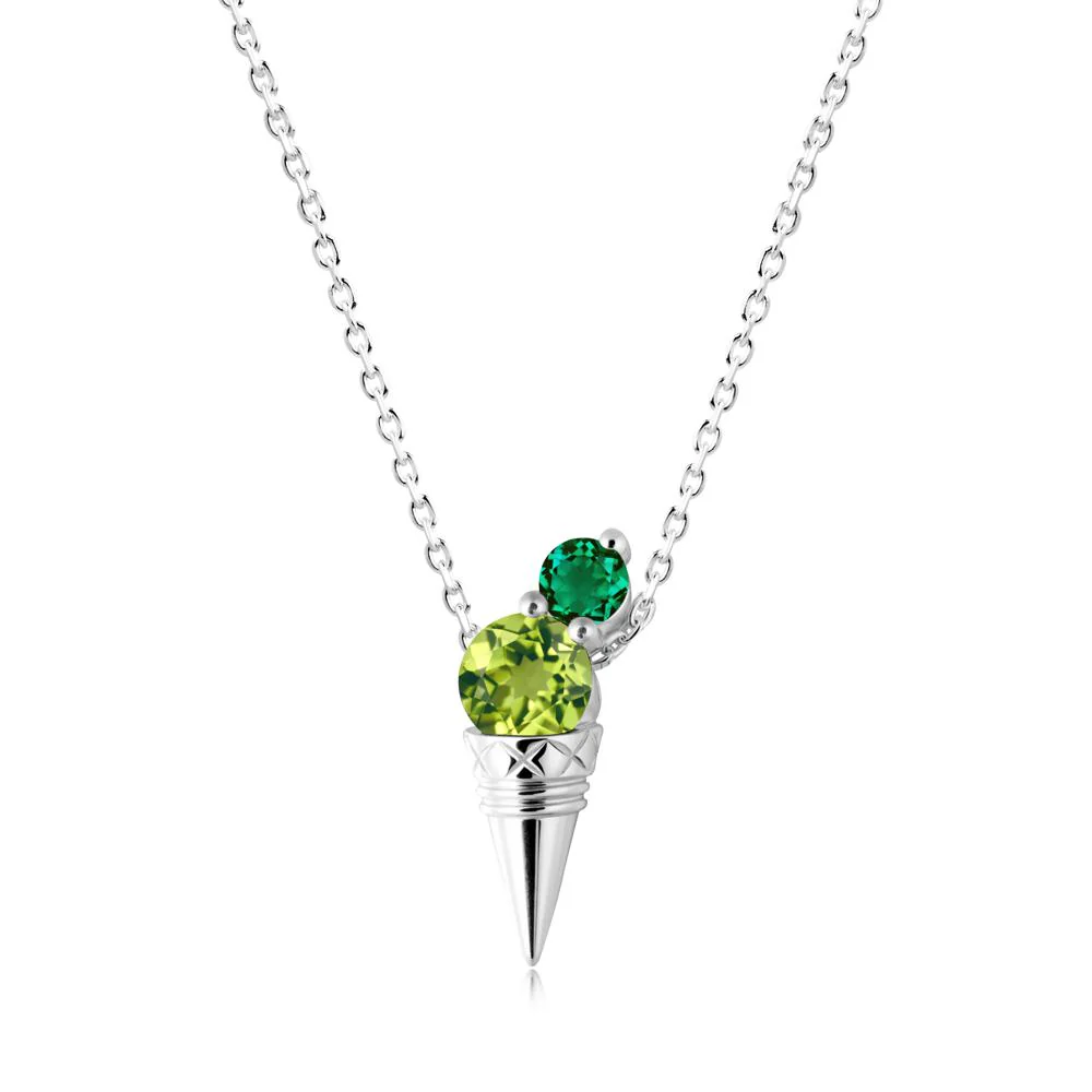 Emerald and Peridot Toi Et Moi Necklace