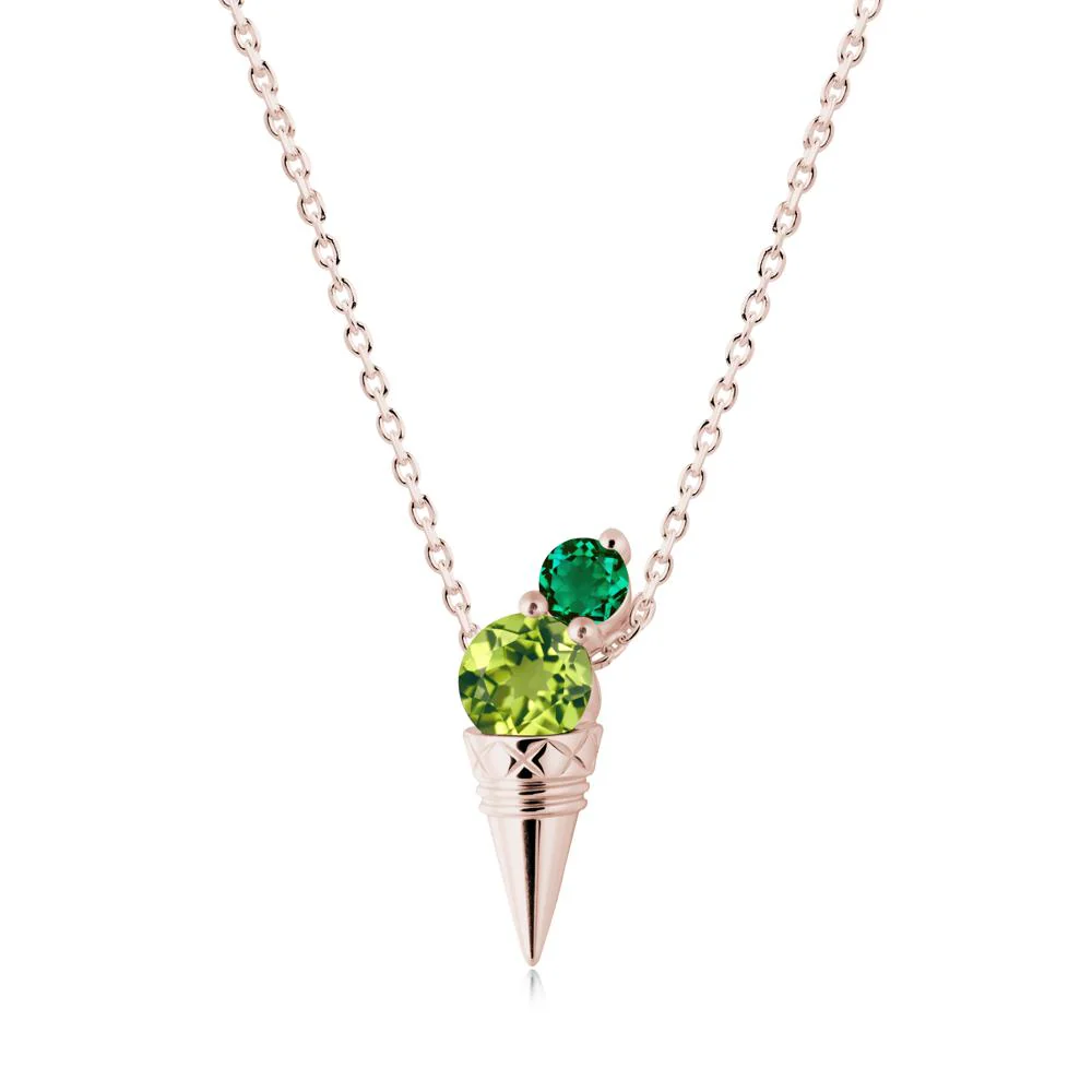 Emerald and Peridot Toi Et Moi Necklace - Image 3