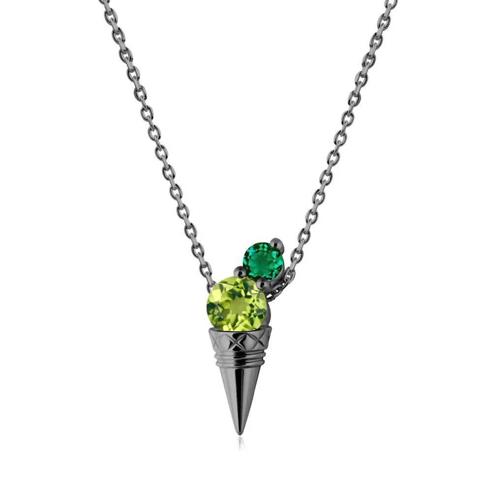 Emerald and Peridot Toi Et Moi Necklace - Image 4