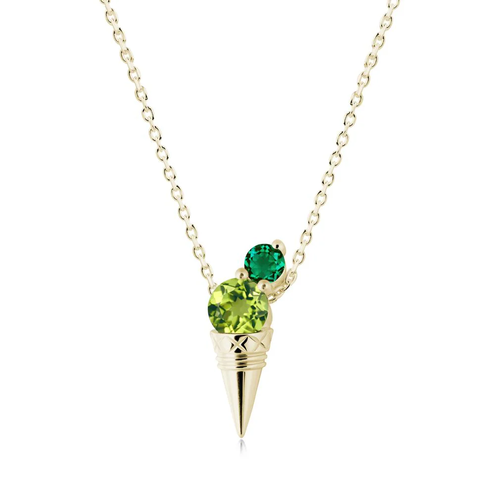 Emerald and Peridot Toi Et Moi Necklace - Image 5