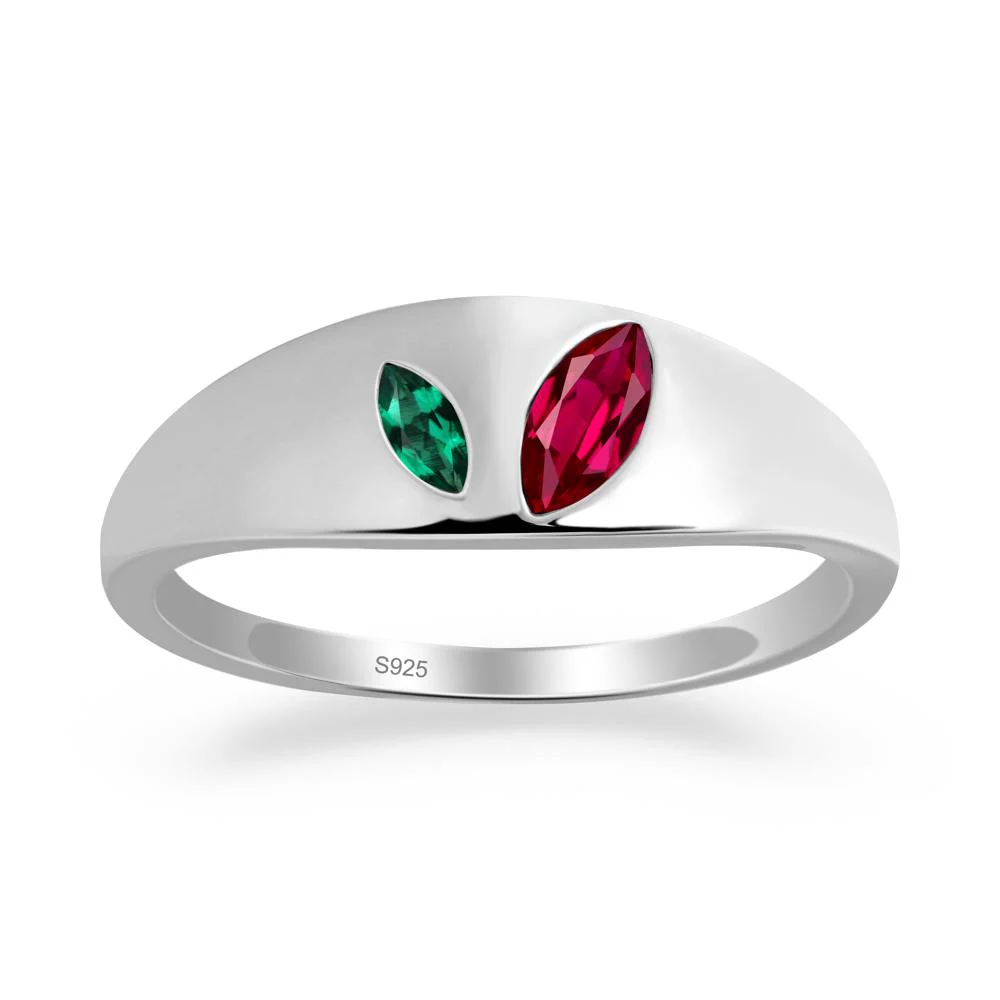 Emerald and Ruby and Emerald Two Stone Ring - Image 2