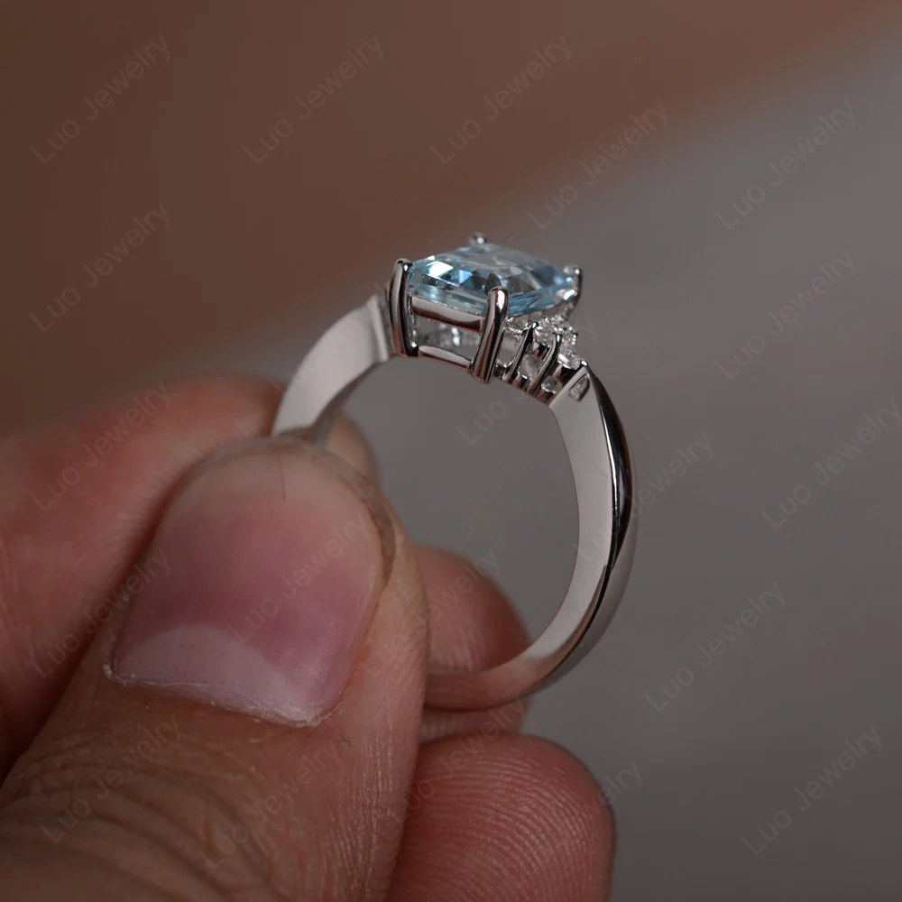Emerald Cut Aquamarine Ring - Image 2