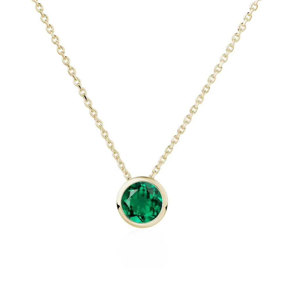 Emerald Bezel Solitaire Necklace - Image 4