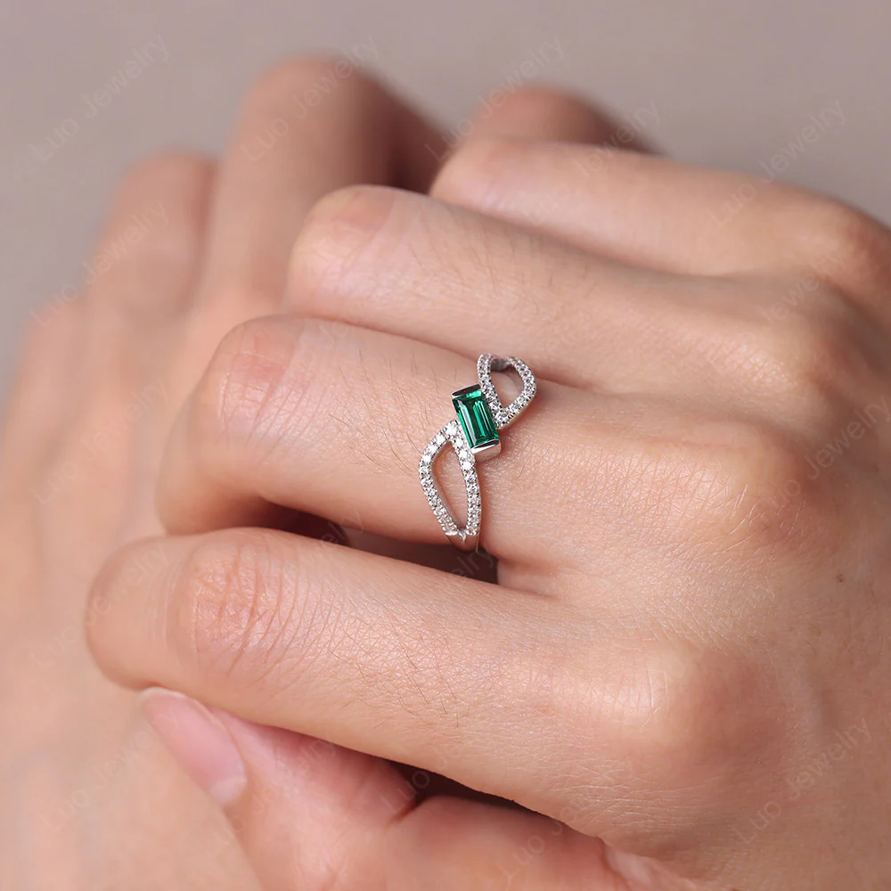 Emerald Bypass Baguette Ring - Image 5