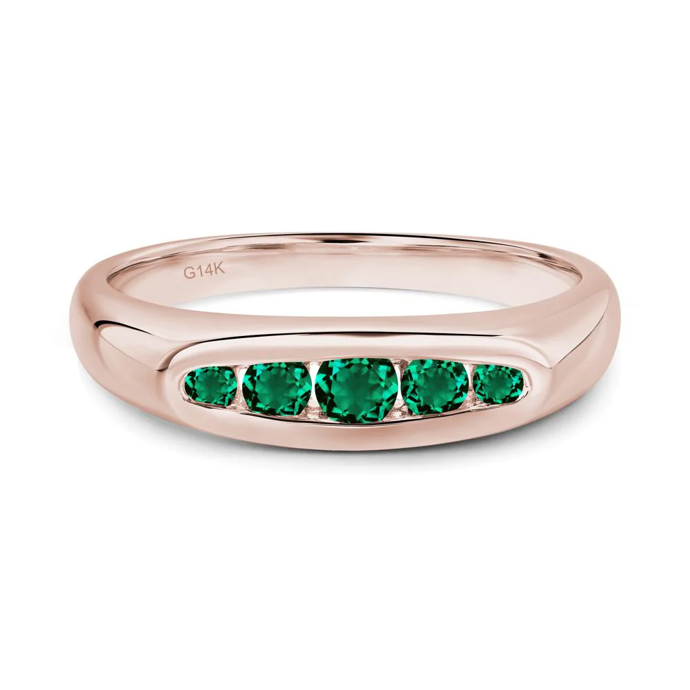 Emerald Channel Set Wedding Band Ring - Image 2