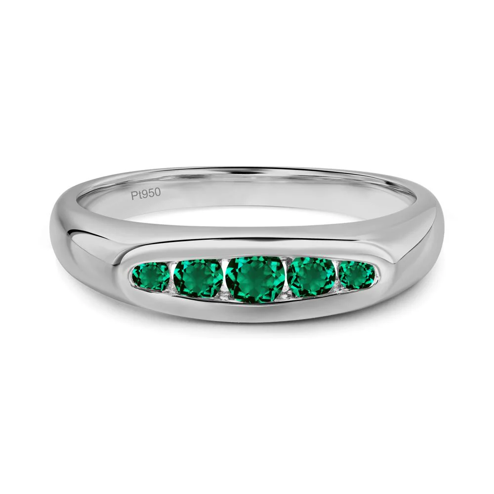 Emerald Channel Set Wedding Band Ring - Image 3