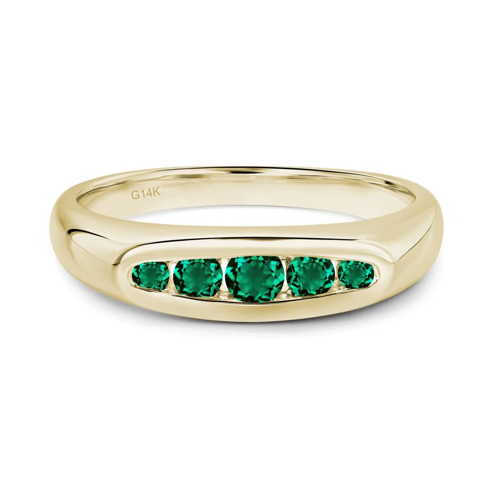 Emerald Channel Set Wedding Band Ring - Image 7